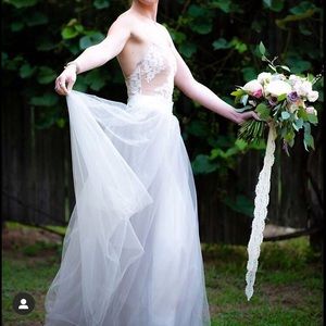 Tulle maxi skirt, grey tulle skirt, purple/grey